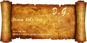 Dusa Géza névjegykártya