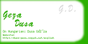 geza dusa business card